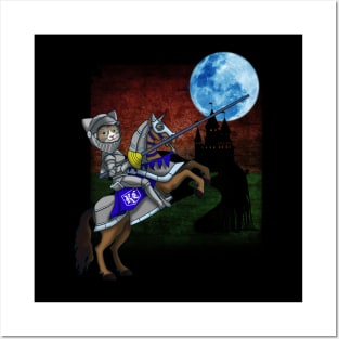 Cool Medieval Cute Jousting Cat Gift For Cat Lovers Posters and Art